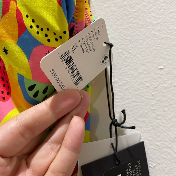 Brand New Free People/It’s Now Cool High Cut Multicolor Fruit Print One-Piece,XL - Picture 2 of 7